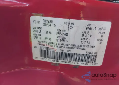 1996 Jeep Cherokee Se z USA, uszkodzony, nr VIN 1J4FT28S6TL119932